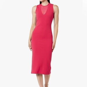 The Drop Joce Mesh V-neck Midi Dress